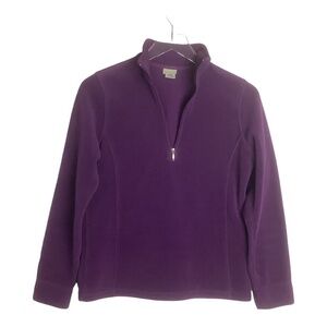 L.L.Bean Women Fleece Sweater‎ Jacket Sz XS Quarter Zip Burgundy Purple Polartec